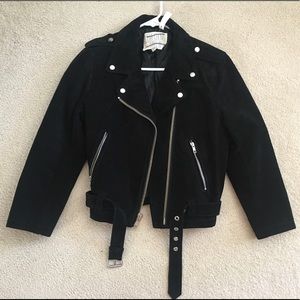 Madewell by Alexa Chung suede leather moto jacket